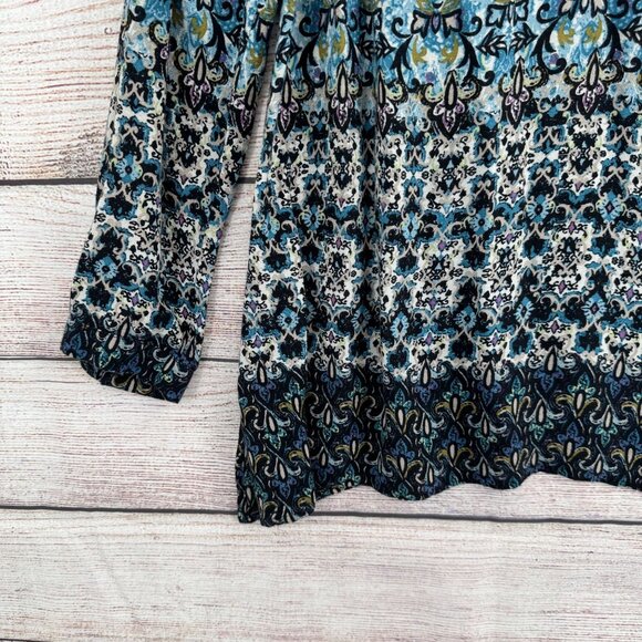 J. Jill V-Neck Floral Watercolor Tunic Blouse Women's Size Large Multicolor - Picture 5 of 12